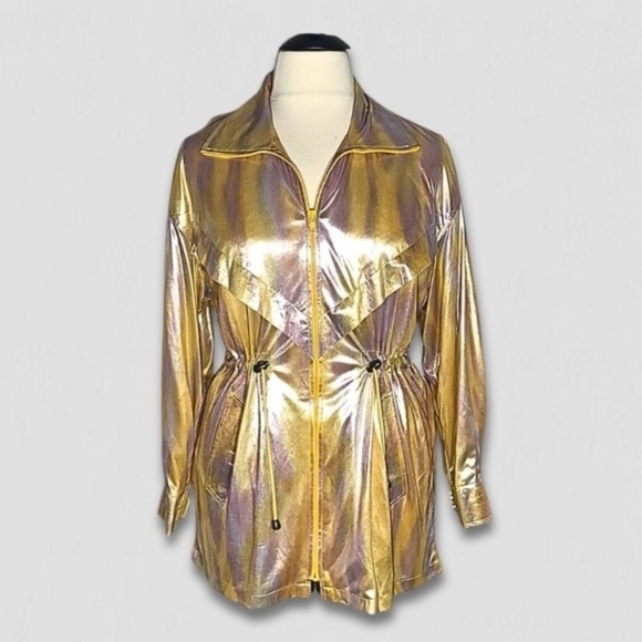 Vintage 80s Marshall Rousso Jacket Purple Yellow Metallic Size 2X - Picture 1 of 11